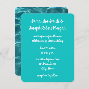 Aqua Green Swimming Pool Photo Wedding Invitation