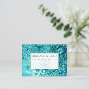 Aqua Green Water Bubbles - Scuba Diving Instructor Business Card