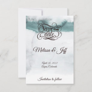 Aqua green watercolor save the date