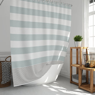 Aqua & Greige Turkish Stripe Shower Curtain