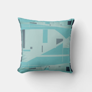 Aqua Grey Mediterranean Look Mosaic Art Abstract Cushion