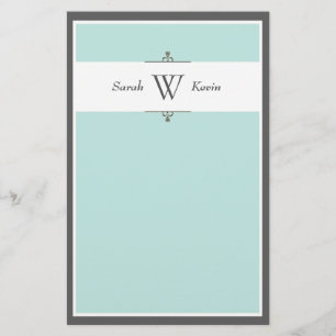 Aqua & Grey Monogram stationery