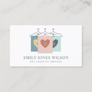 AQUA GREY ORANGE BLUSH HANGING CLOTHES DRYCLEANER BUSINESS CARD