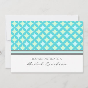 Aqua Grey Pattern Bridal Lunch Invitation Cards