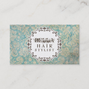 AQUA Grunge Damask Hair Stylist Appointment Cards