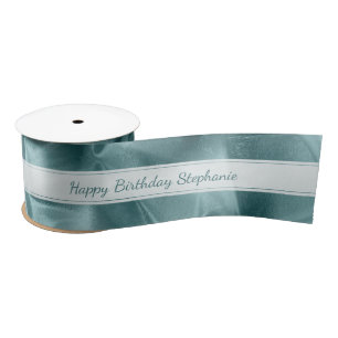 Aqua "Happy Birthday" or Any Occasion, Anyone Satin Ribbon