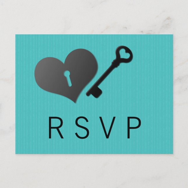 Aqua Heart Lock and Key Response Card (Front)