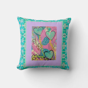 Aqua Hearts Cushion