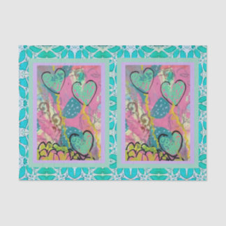 Aqua Hearts Tissue Paper