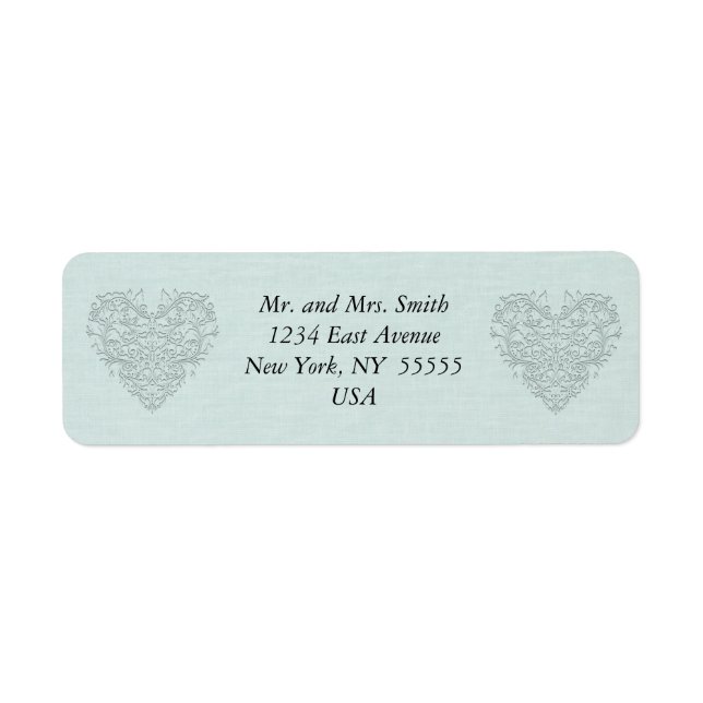 Aqua HeartyChic Return Address Label (Front)