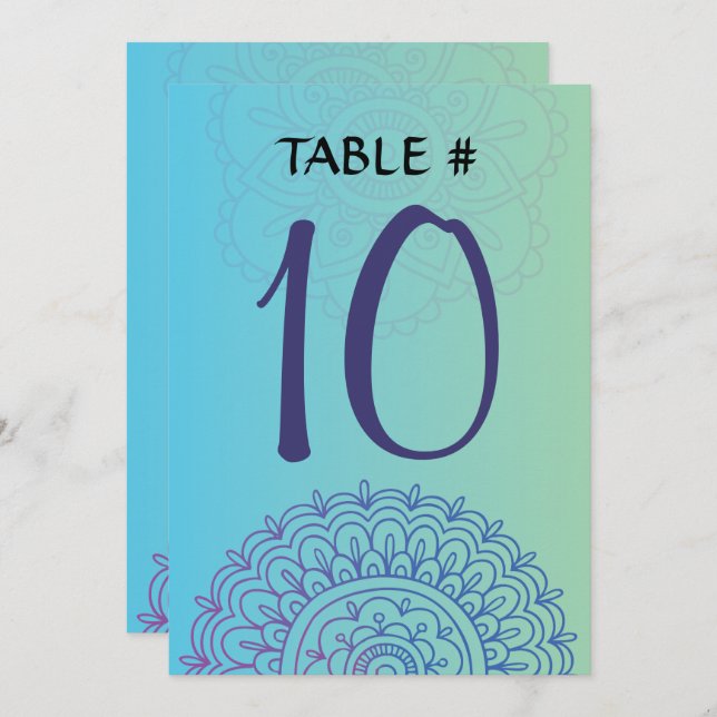 AQUA HEMSA Bat Mitzvah Table Seating Card (Front/Back)