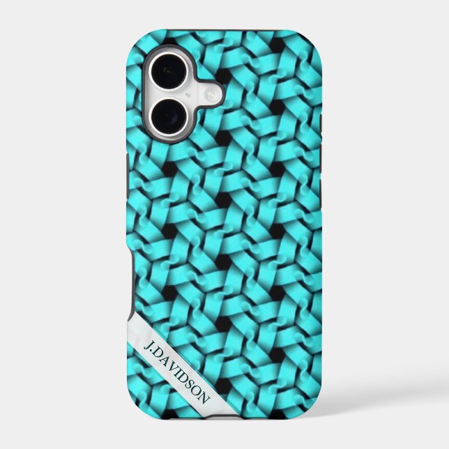 Aqua Hexagon Weave Textile Pattern iPhone 5 Case (Back)