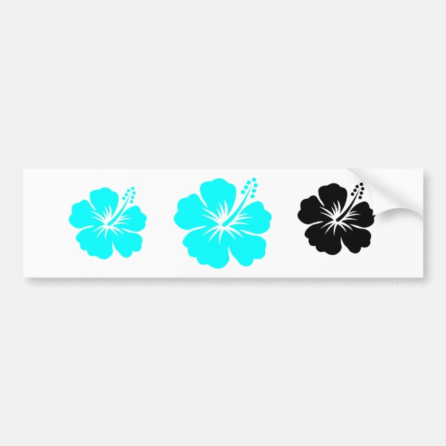 Aqua hibiscus flower design bumper sticker (Front)