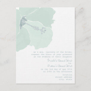 Aqua Hibiscus Flower Tropical Beach Wedding Invitation