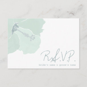 Aqua Hibiscus Flower Tropical Beach Wedding RSVP