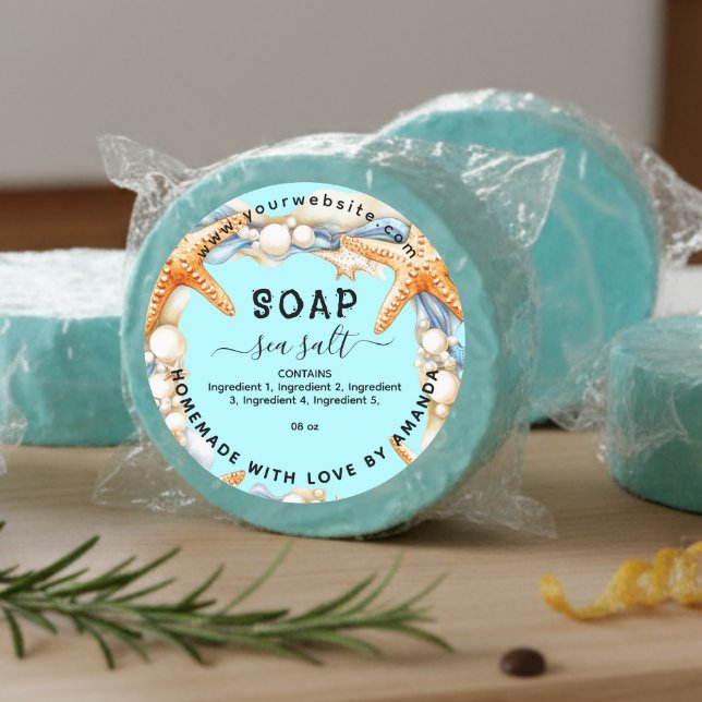Aqua homemade sea salt soap label (Creator Uploaded)