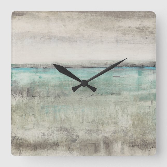 Aqua Horizon Square Wall Clock (Front)