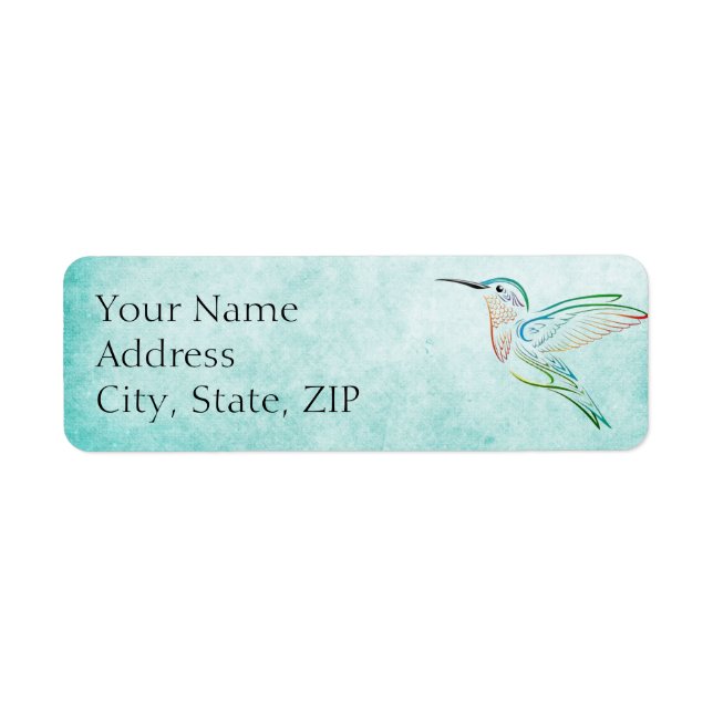Aqua Hummingbird Anniversary Return Address Label (Front)