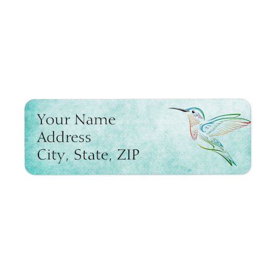 Aqua Hummingbird Anniversary Return Address Return Address Label