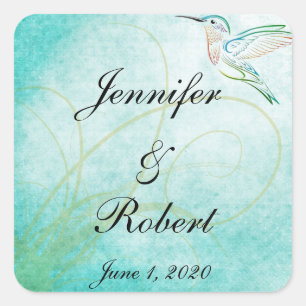 Aqua Hummingbird Watercolor Envelope Seal