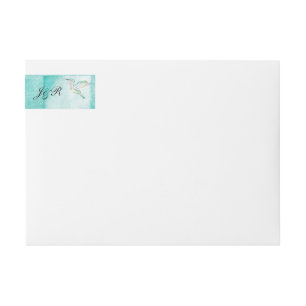 Aqua Hummingbird Watercolor Wedding Wrap Around Label