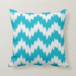 Aqua Ikat Chevron Pillow