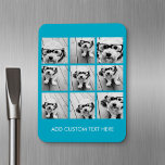 Aqua Instagram Photo Collage with 9 square photos Magnet<br><div class="desc">Use your photos without frames to create your own piece of art! Add your favourite pictures and snapshots to this strip for a fun memory keeper. An artistic way to display your best photo sharing pics.</div>