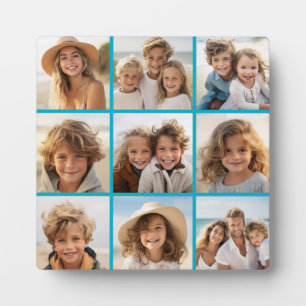 Aqua Instagram Photo Collage with 9 square photos Plaque