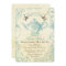 Aqua Ivory Roses vintage Bridal Tea Invites