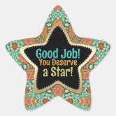 Great Work Bronze Star Red and Blue School Award Star Sticker