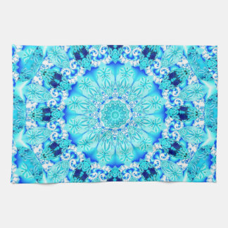 Aqua Lace, Delicate, Abstract Mandala Tea Towel