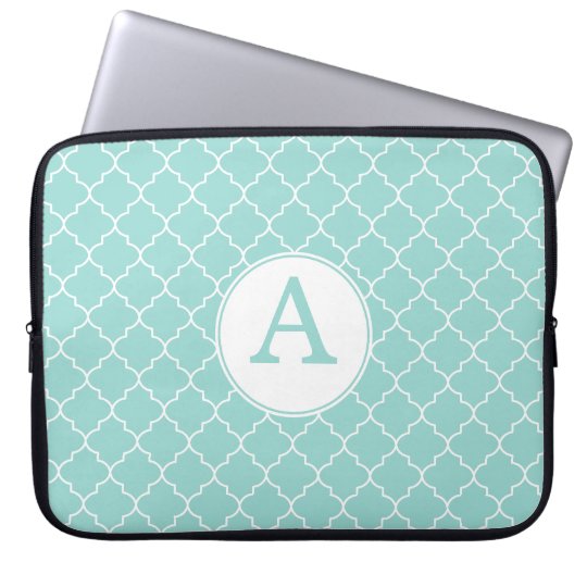Aqua Lace Monogram Laptop Sleeve