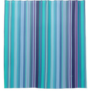 Aqua, Lavender and Blue Stripes Shower Curtain
