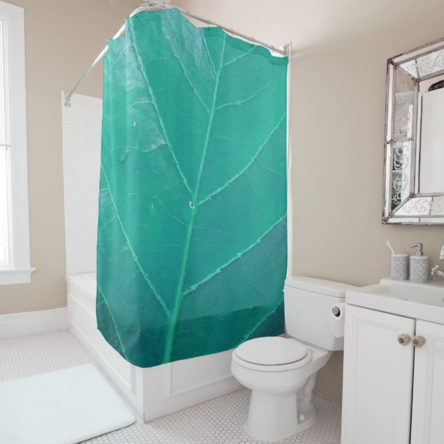 Aqua Leaf Shower Curtain (In Situ)