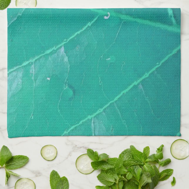 Aqua Leaf Tea Towel (Folded)