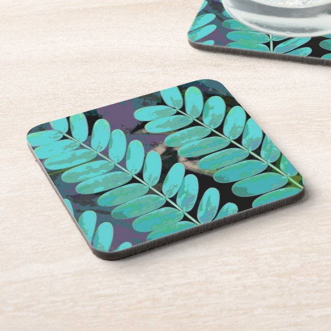 Aqua Leaves Coaster (Left Side)