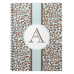 Aqua Leopard Monogram Journal Notebook Gift