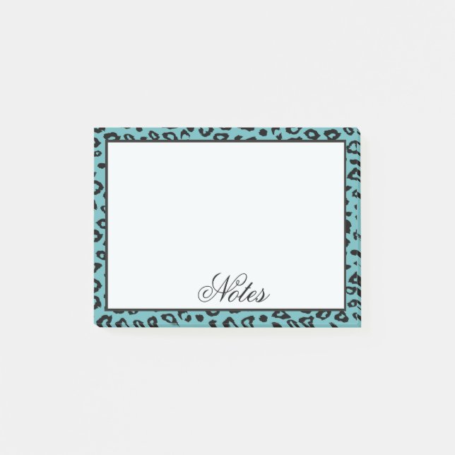 Aqua Leopard Print Post-it Notes (Front)