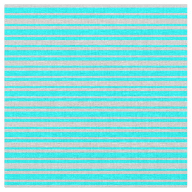 Aqua & Light Grey Lined Pattern Fabric (Close Up)