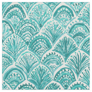 Aqua LIKE A MERMAID Nautical Fish Scales Pattern Fabric