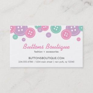 Aqua Lilac & Pink Cute Buttons Border Business Card