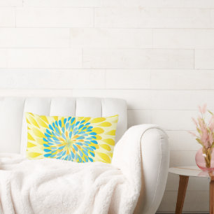 Aqua Lime and Yellow Modern Flower Floral Pillow