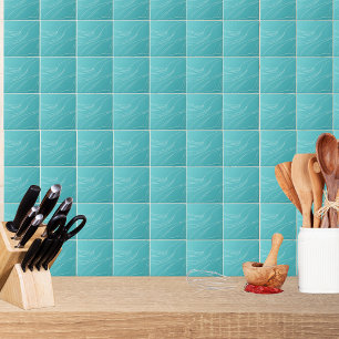 Aqua Line Waves Modern Minimalist Abstract Ceramic Tile
