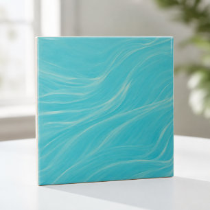 Aqua Line Waves Modern Minimalist Abstract Ceramic Tile