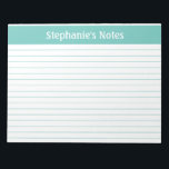 Aqua Lined 11 x 8.5 Landscape Personalised Notepad<br><div class="desc">Aqua Lined 11 x 8.5 Landscape Personalised Notepad These customisable notepads are simple for every day use or sending a formal note to someone from your home office or desk. You can also choose a variety of colours from our shop for your home office needs. Personalise these notepads with your...</div>