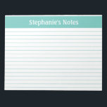 Aqua Lined 11 x 8.5 Landscape Personalised Notepad<br><div class="desc">Aqua Lined 11 x 8.5 Landscape Personalised Notepad These customisable notepads are simple for every day use or sending a formal note to someone from your home office or desk. You can also choose a variety of colours from our shop for your home office needs. Personalise these notepads with your...</div>