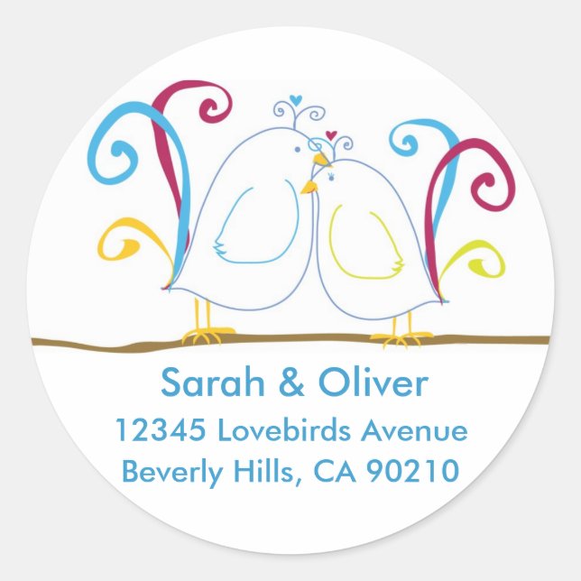 Aqua Love Bird Address Labels (Front)