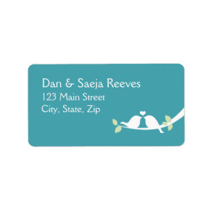 Aqua Love Birds Label