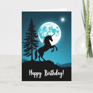 Aqua Lunar Birthday Scene Card