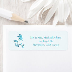 Aqua Marine Flower Return Address Label